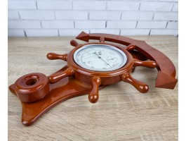 Метеостанция  ШТУРВАЛ И ЯКОРЬ, натуральное дерево,  высота 40см