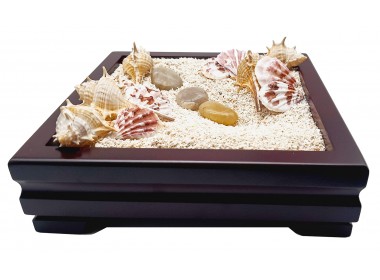 Настольный "Сад - Дзен" песок, камни, ракушки, дерево (22*22*5см)