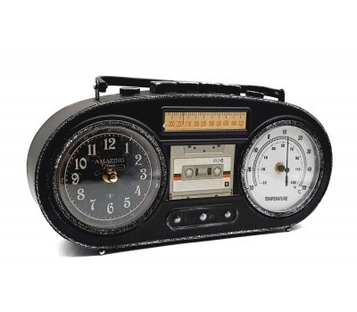 Часы - термометр  "Кассетный Магнитофон" металл, 34x9x20 см