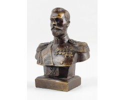 Бюст  Николай II  Романов,  бронза 12х10х5 см