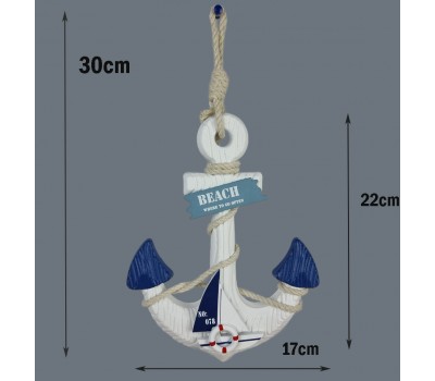 декоративный Якорь с яхтой 30см, дерево декоративный Якорь с яхтой 30см, дерево