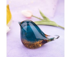 Птичка  Стеклянная фигурка в стиле Мурано. 10х7см  BlueAmber