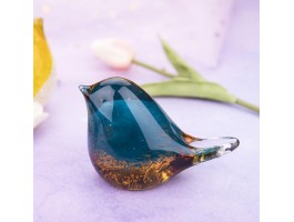 Птичка  Стеклянная фигурка в стиле Мурано. 10х7см  BlueAmber