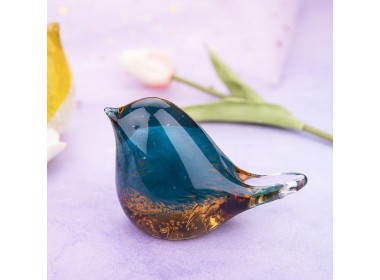 Птичка  Стеклянная фигурка в стиле Мурано. 10х7см  BlueAmber