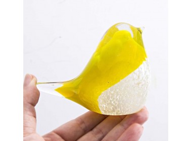 Птичка  Стеклянная фигурка в стиле Мурано. 10х7см  Yellow