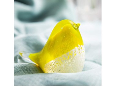 Птичка  Стеклянная фигурка в стиле Мурано. 10х7см  Yellow