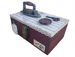 Шкатулка для рукоделия музыкальная 21х13см, дерево. Iron New ручная работа