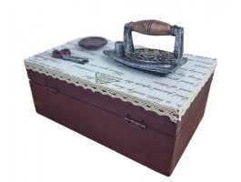 Шкатулка для рукоделия музыкальная 21х13см, дерево. Iron New ручная работа