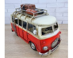 Фигурка  Ретро модель  автобуса Volkswagen T1, металл, 28х14х17 см, Коллекционная модель Art 1443RED
