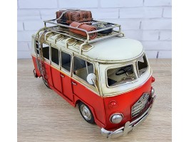 Фигурка  Ретро модель  автобуса Volkswagen T1, металл, 28х14х17 см, Коллекционная модель Art 1443RED