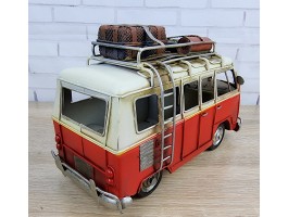 Фигурка  Ретро модель  автобуса Volkswagen T1, металл, 28х14х17 см, Коллекционная модель Art 1443RED