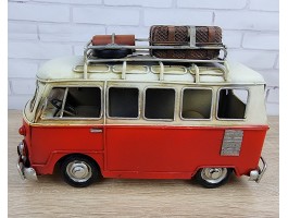 Фигурка  Ретро модель  автобуса Volkswagen T1, металл, 28х14х17 см, Коллекционная модель Art 1443RED
