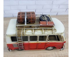 Фигурка  Ретро модель  автобуса Volkswagen T1, металл, 28х14х17 см, Коллекционная модель Art 1443RED
