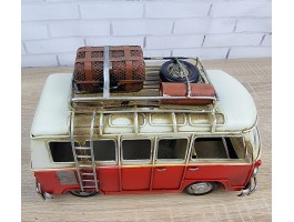 Фигурка  Ретро модель  автобуса Volkswagen T1, металл, 28х14х17 см, Коллекционная модель Art 1443RED