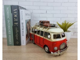 Фигурка  Ретро модель  автобуса Volkswagen T1, металл, 28х14х17 см, Коллекционная модель Art 1443RED