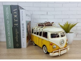 Фигурка  Ретро модель  автобуса Volkswagen T1, металл, 28х14х17 см, Коллекционная модель Art 2718Yellow