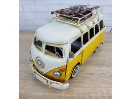 Фигурка  Ретро модель  автобуса Volkswagen T1, металл, 28х14х17 см, Коллекционная модель Art 2718Yellow