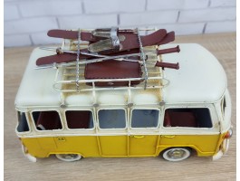 Фигурка  Ретро модель  автобуса Volkswagen T1, металл, 28х14х17 см, Коллекционная модель Art 2718Yellow