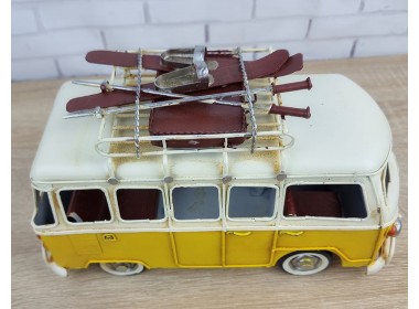 Фигурка  Ретро модель  автобуса Volkswagen T1, металл, 28х14х17 см, Коллекционная модель Art 2718Yellow