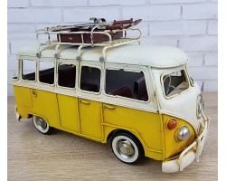 Фигурка  Ретро модель  автобуса Volkswagen T1, металл, 28х14х17 см, Коллекционная модель Art 2718Yellow