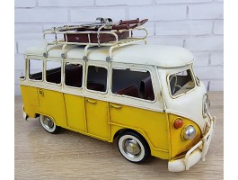 Фигурка  Ретро модель  автобуса Volkswagen T1, металл, 28х14х17 см, Коллекционная модель Art 2718Yellow