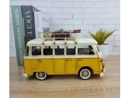 Фигурка  Ретро модель  автобуса Volkswagen T1, металл, 28х14х17 см, Коллекционная модель Art 2718Yellow