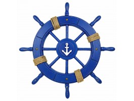 Штурвал деревянный Anchor 62 см, дерево, синий
