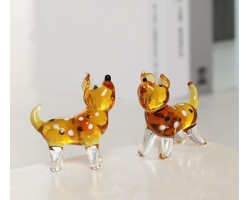 Собака -Стеклянная фигурка в стиле Мурано. 6х6,5см,  ручная работа. №1