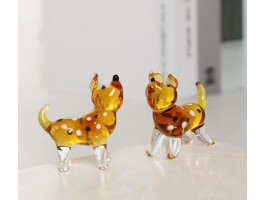 Собака -Стеклянная фигурка в стиле Мурано. 6х6,5см,  ручная работа. №2