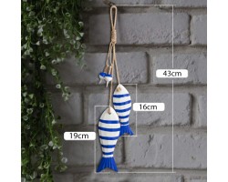 Декоративные деревянные рыбы 43 см ( комплект 2 связки) COLOR BLUE/RED