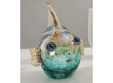 Морская рыба Шар. Стеклянная фигурка в стиле Мурано.  18х12х18см