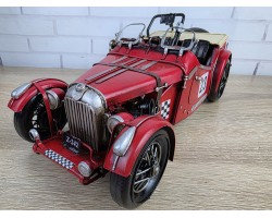 Ретро модель гоночного автомобиля 1949 MG TC RACECAR, металл 30х12х11см, ручная работа Ретро модель гоночного автомобиля 1949 MG TC RACECAR, металл 30х12х11см, ручная работа