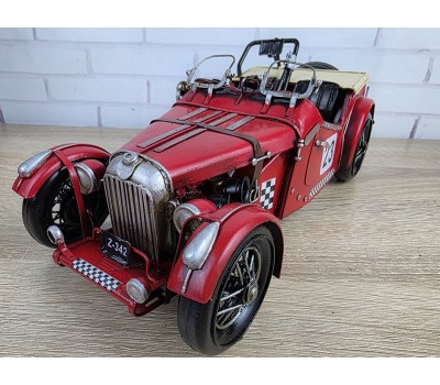 Ретро модель гоночного автомобиля 1949 MG TC RACECAR, металл 30х12х11см, ручная работа