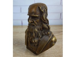Бюст Леонардо да Винчи, бронза 10х9х5 см Антик вес 430гр.