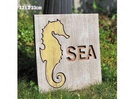 Картина морская Морской конёк, 33х33см,  дерево, морской декор