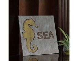 Картина морская Морской конёк, 33х33см,  дерево, морской декор