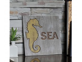 Картина морская Морской конёк, 33х33см,  дерево, морской декор
