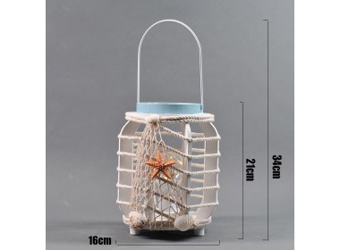 Лампа-Фонарь в морском стиле 34х16х16 см,  дерево, LED подсветка