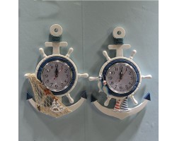 Часы  Штурвал и Якорь 34x22x3 см, дерево SHIP&FISH