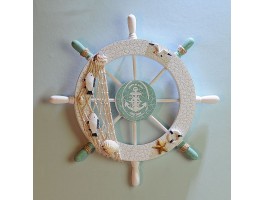Штурвал декоративный  28 см OCEAN, дерево, white