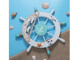 Штурвал декоративный  28 см OCEAN, дерево, white