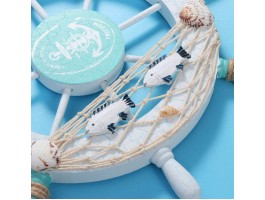 Штурвал декоративный  28 см OCEAN, дерево, white