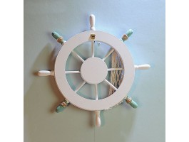 Штурвал декоративный  28 см OCEAN, дерево, white