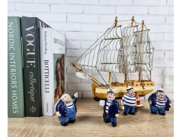 статуэтка мини Моряки  (комплект 4 шт.) морской декор 9х5х4см