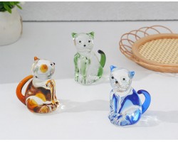 Кошка -Стеклянная фигурка в стиле Мурано. 5х2,5см,  ручная работа. Blue