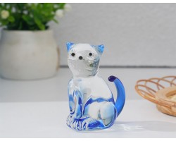 Кошка -Стеклянная фигурка в стиле Мурано. 5х2,5см,  ручная работа. Blue
