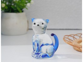 Кошка -Стеклянная фигурка в стиле Мурано. 5х2,5см,  ручная работа. Blue