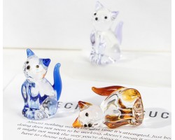 Кошка -Стеклянная фигурка в стиле Мурано. 5х2,5см,  ручная работа. Blue
