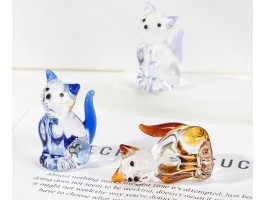 Кошка -Стеклянная фигурка в стиле Мурано. 5х2,5см,  ручная работа. Blue