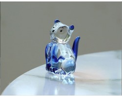 Кошка -Стеклянная фигурка в стиле Мурано. 5х2,5см,  ручная работа. Blue
